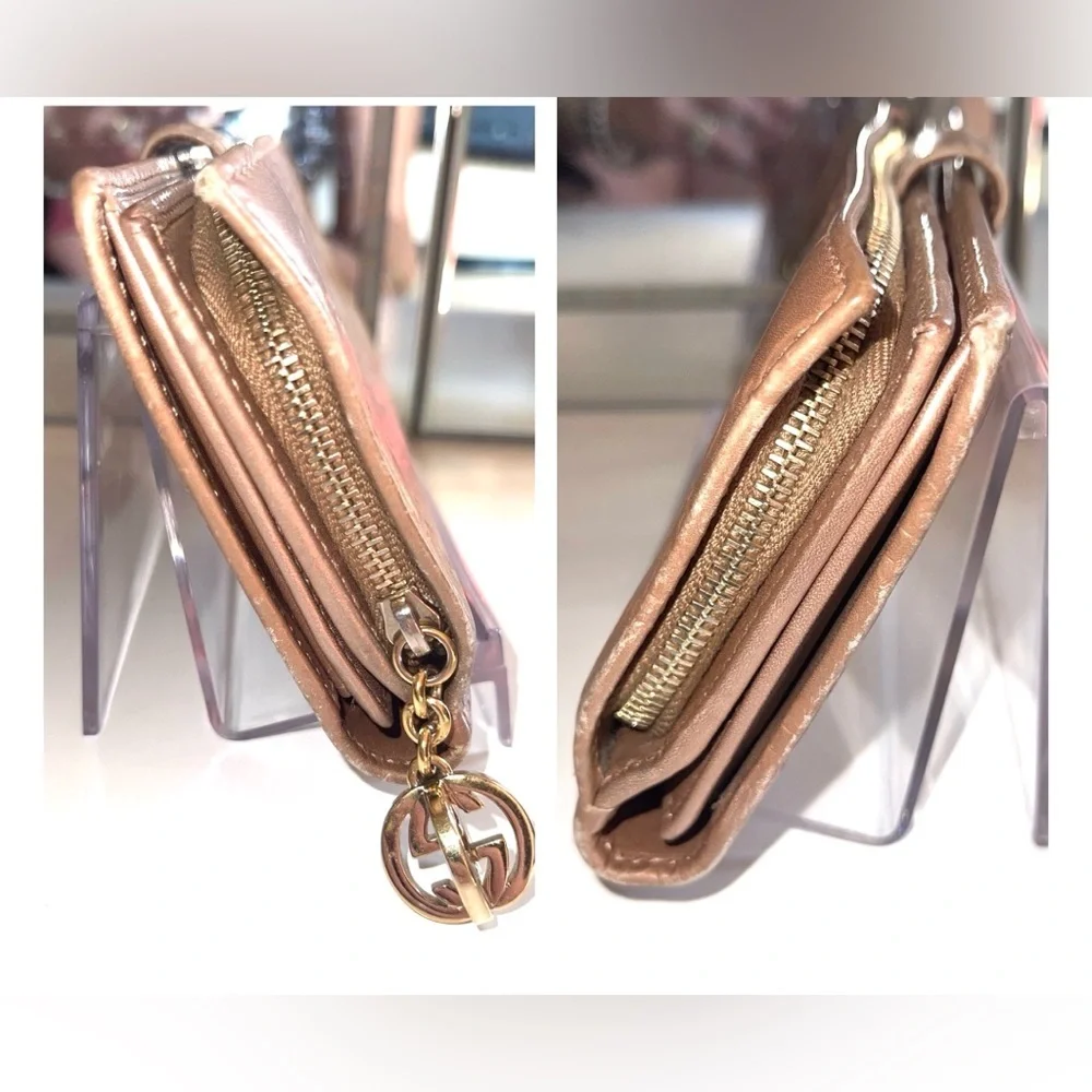Gucci Guccissima GG Rose Gold Long Bifold Continental Wallet Zip Snap Shima